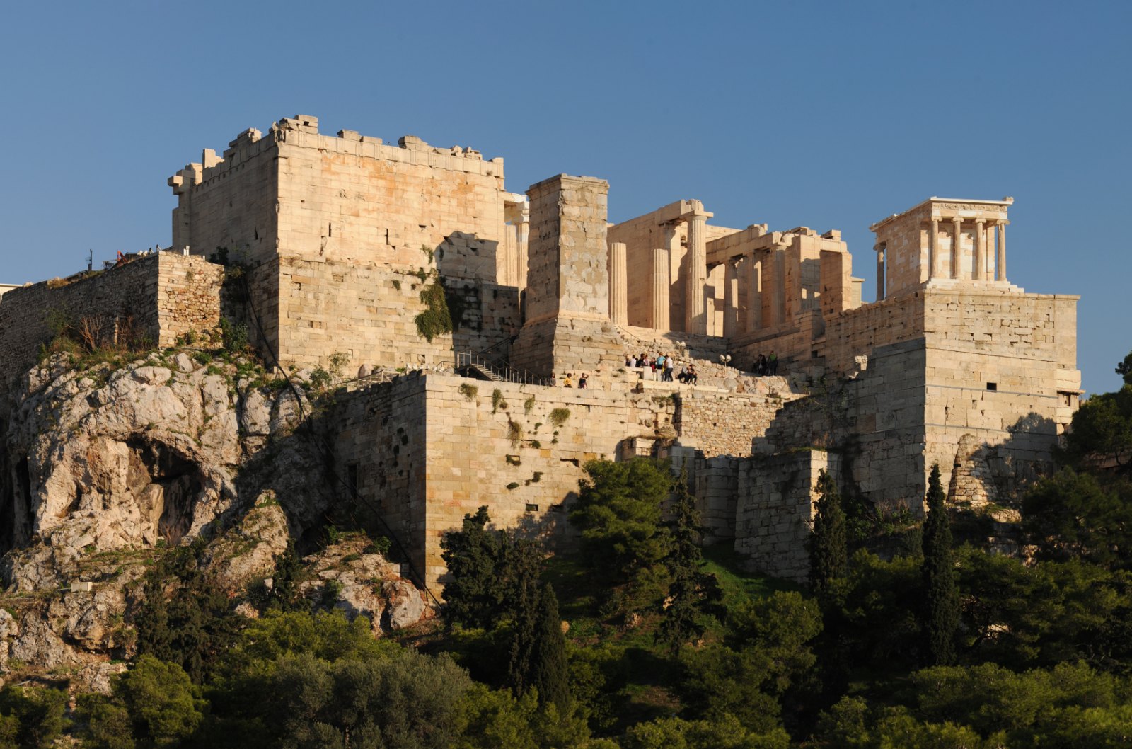 The Acropolis in golden evening light, seen from the Areopagus rock